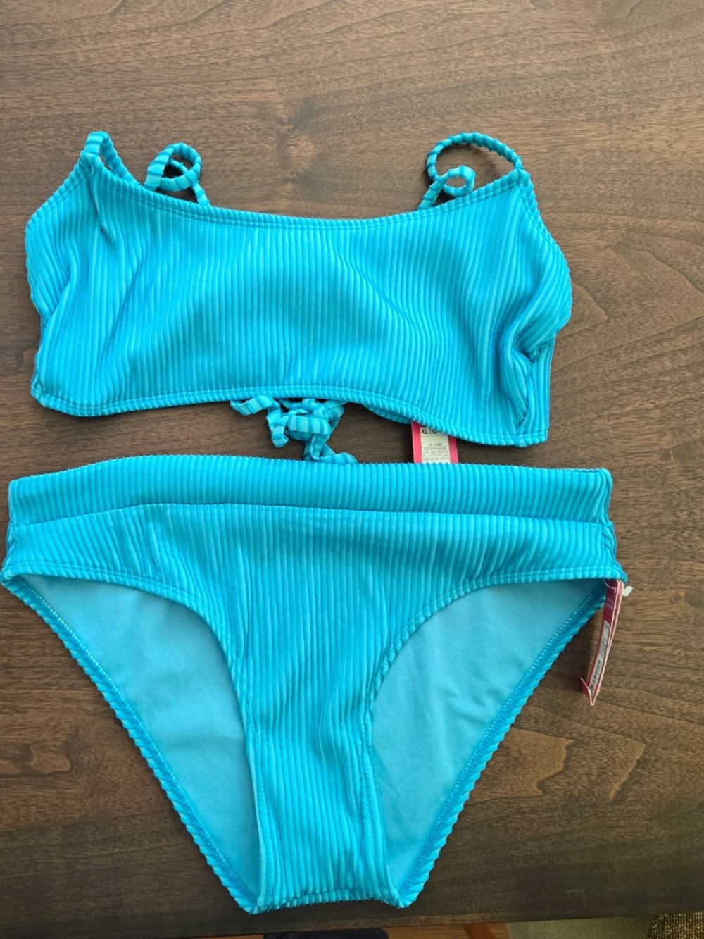 New Xhilaration bright aqua / bright turquoise ribbed Two Piece Bikini L / xl